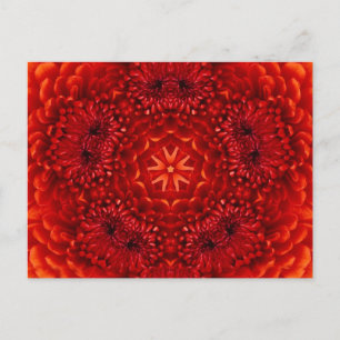 RED DAHLIA FLOWER POSTCARD