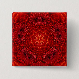 RED DAHLIA FLOWERS Abstract Floral 15 Cm Square Badge