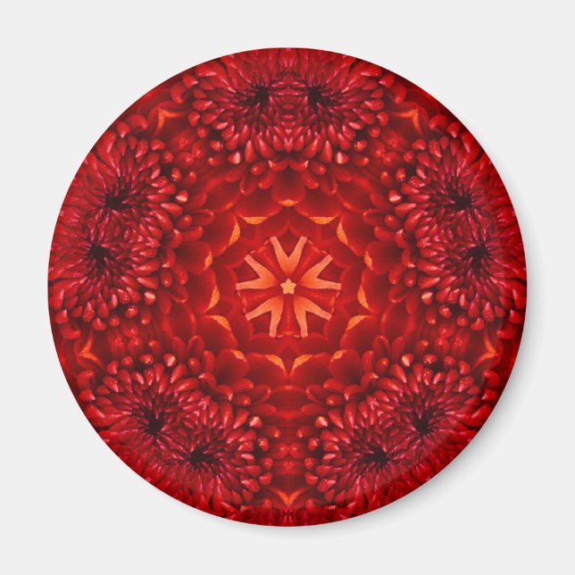 RED DAHLIA FLOWERS Abstract Floral Magnet (Front)
