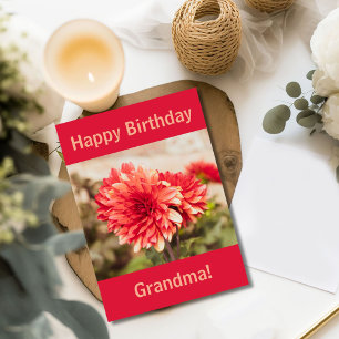Red Dahlia Happy Birthday  Card
