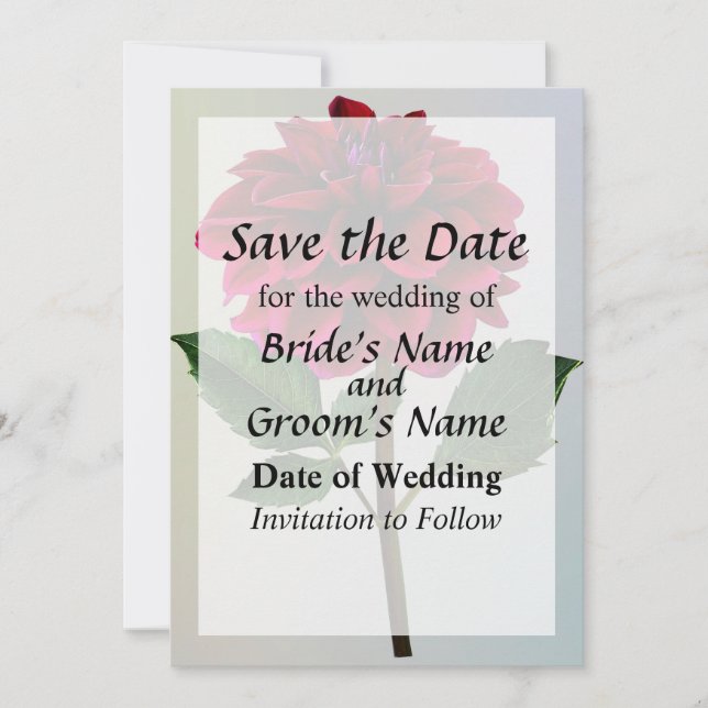 Red Dahlia in Sunshine Save the Date (Front)