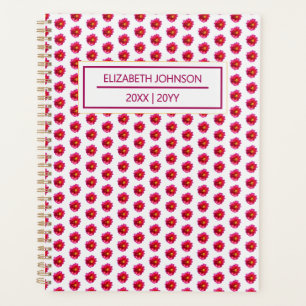 Red Dahlia Pattern Daily Personalised Planner
