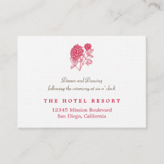 Red dahlia simple wedding reception enclosure card