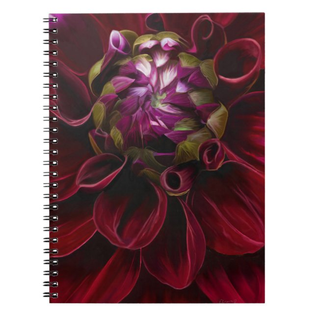 Red Dahlia Spiral Notebook (Front)