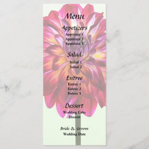 Red Dahlia Tinted With Yellow Wedding Menu