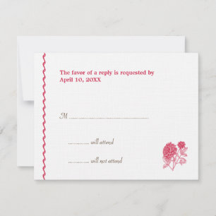 Red dahlia wedding enclosure RSVP response card