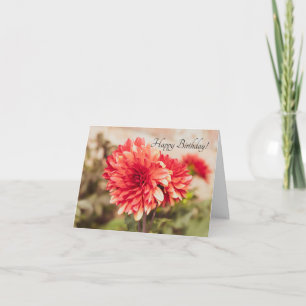 Red Dahlias Birthday Card