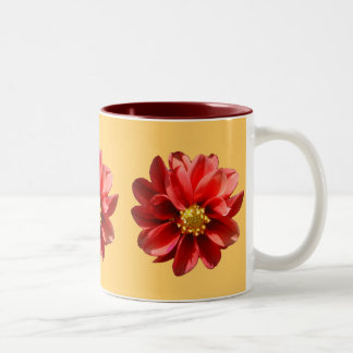 Red Dahlias Two-Tone Coffee Mug