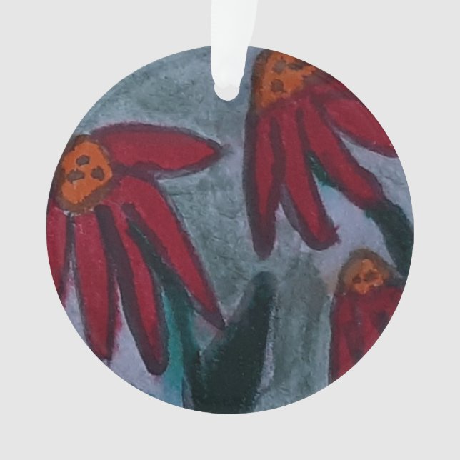 Red Daisies Acrylic Ornament (Front)
