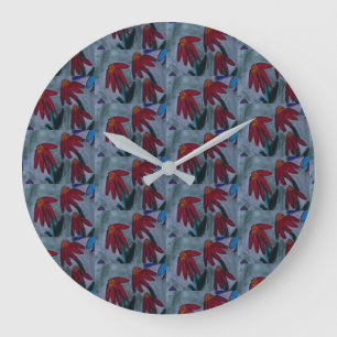 Red Daisies Clock