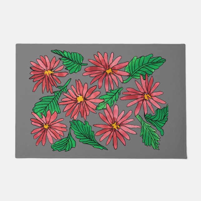 Red Daisies Doormat (Front)