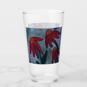 Red Daisies Glass