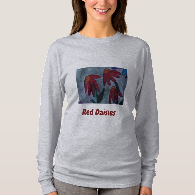 Red Daisies Long Sleeve T-Shirt (Front)