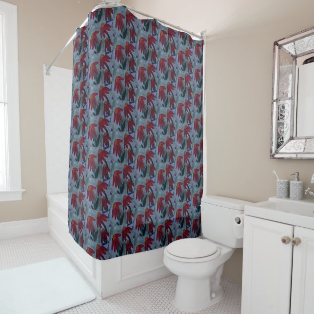 Red Daisies Shower Curtain (In Situ)