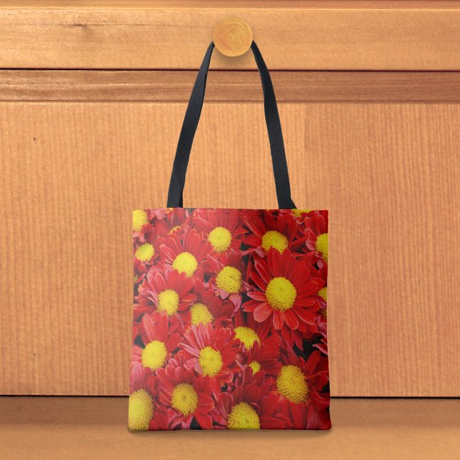 Red Daisies Tote Bag (Tote bag with red daisies)