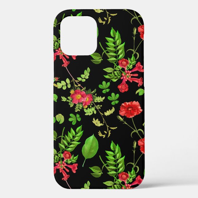 Red Daisies With Leaves Pattern Case-Mate iPhone Case (Back)