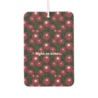 Red Daisy Bouquet Watercolour Pattern Vintage Car Air Freshener