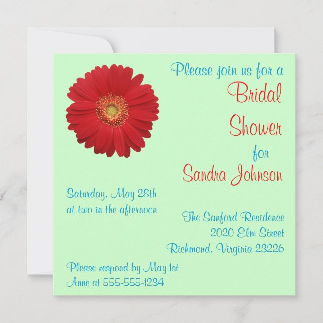 Red Daisy Bridal Shower Invitation (Front)