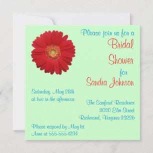 Red Daisy Bridal Shower Invitation