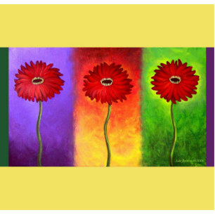 Red Daisy Flower Painting - Multi Standing Photo Sculpture