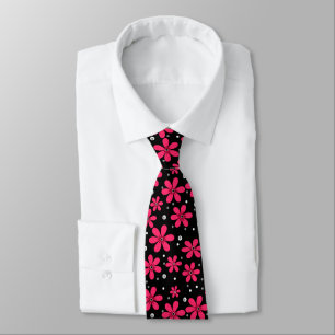 Red daisy flowers retro background summer tie