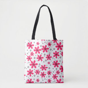 Red daisy flowers retro background summer tote bag