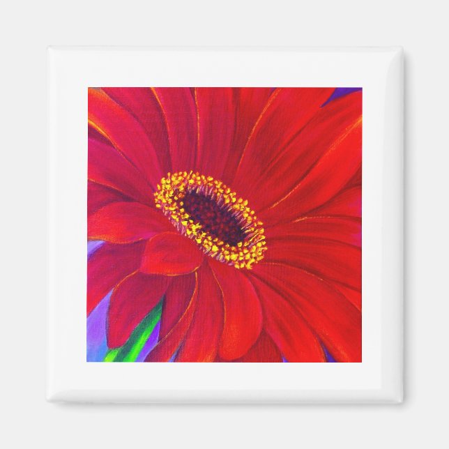 Red Daisy Gerber Flower Painting Art - Multi Magnet (Front)