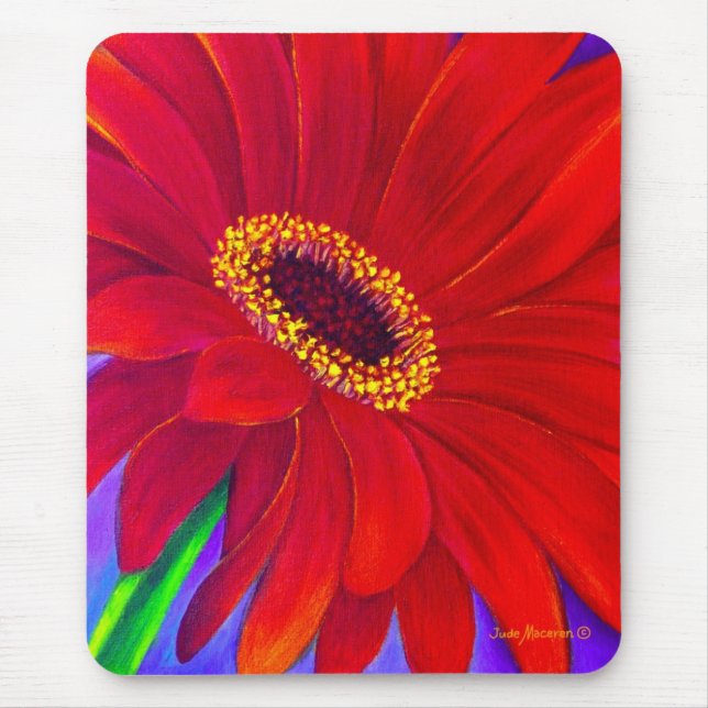 Red Daisy Gerber Flower Painting Art - Multi Mouse Mat (Front)