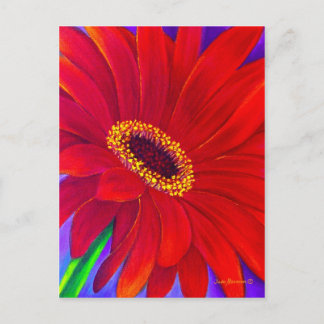 Red Daisy Gerber Flower Painting Art - Multi Postcard