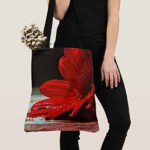 Red Daisy Gerbera Flower Tote Bag