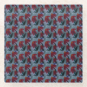 Red Daisy Glass Coaster