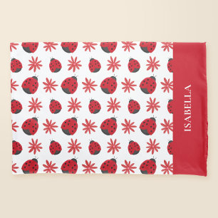 Red Daisy Ladybug Pattern Personalised Pillowcase