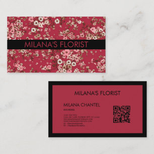Red Daisy Modern Trendy Flower Florist  Business Card