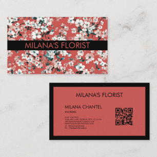 Red Daisy Modern Trendy Flower Florist  Business Card