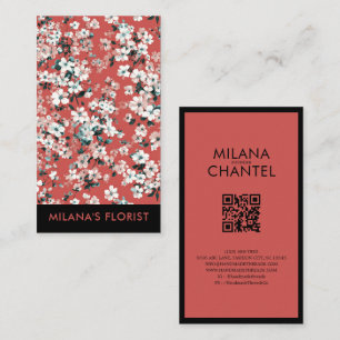 Red Daisy Modern Trendy Flower Florist  Business Card