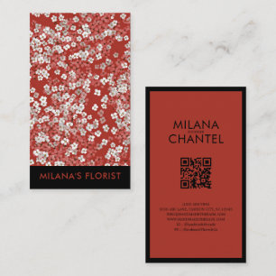 Red Daisy Modern Trendy Flower Florist  Business Card