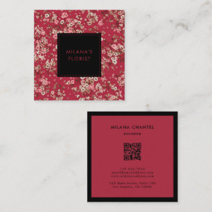 Red Daisy Modern Trendy Flower Florist Square Business Card