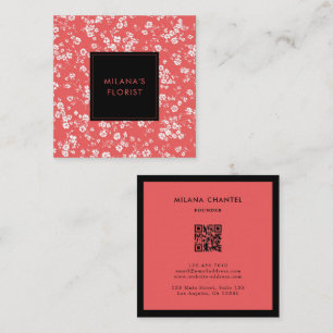 Red Daisy Modern Trendy Flower Florist Square Business Card