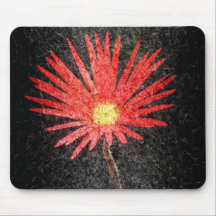 Red Daisy on black background   Abstract Art Mouse Mat