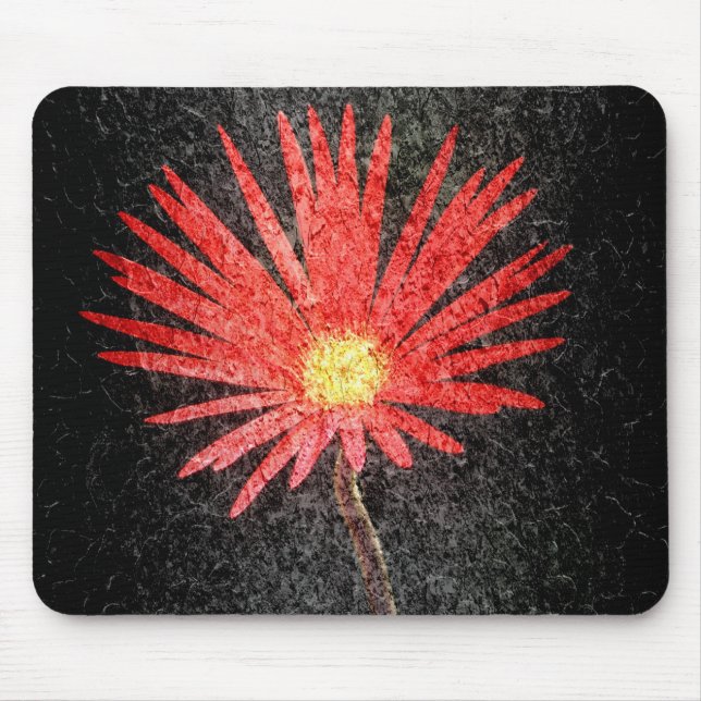 Red Daisy on black background | Abstract Art Mouse Mat (Front)