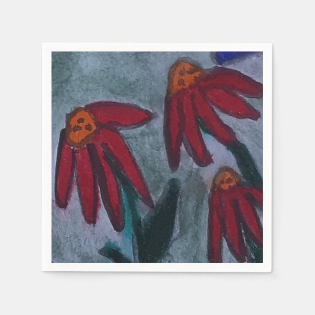 Red Daisy Paper Napkin (Front)