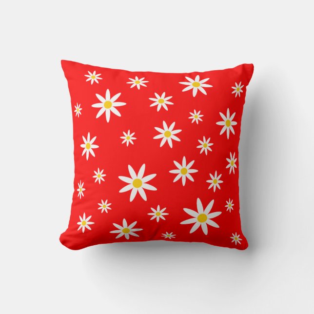 Red Daisy Pillow (Front)