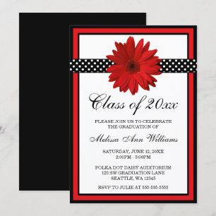 Red Daisy Polka Dots Graduation Announcement