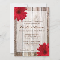 Red Daisy Rustic Barn Wood Bridal Shower