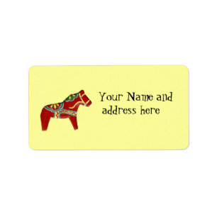 Red Dala Horse Address Label