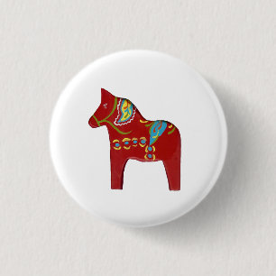 Red Dala Horse Button