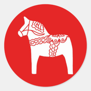 Red Dala Horse Classic Round Sticker