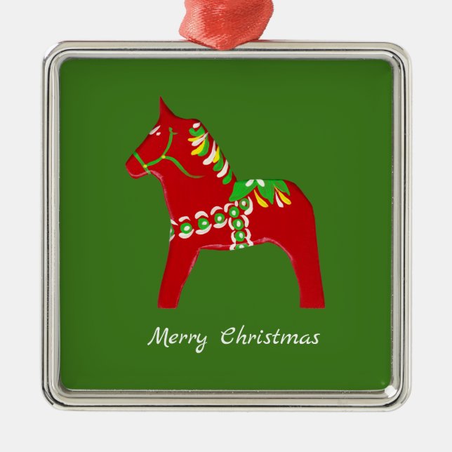 Red Dala Horse Ornament (Front)