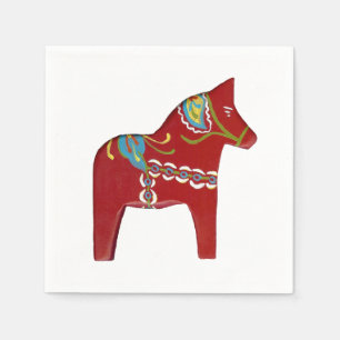 Red Dala Horse paper napkins