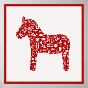 Red Dala Horse Poster